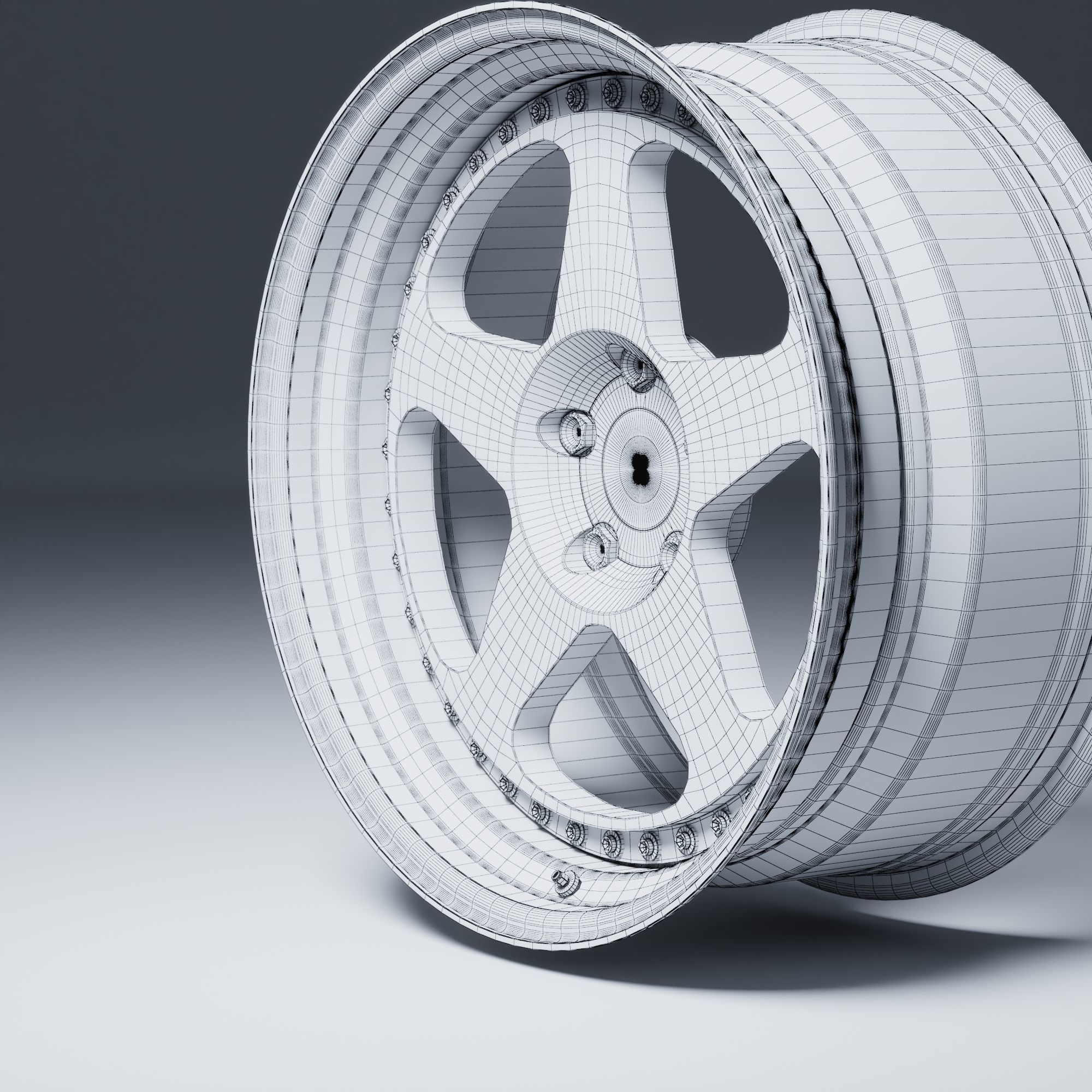 HRE 305 3 Piece Wheels Assembly Pack Low-poly 3D model_33