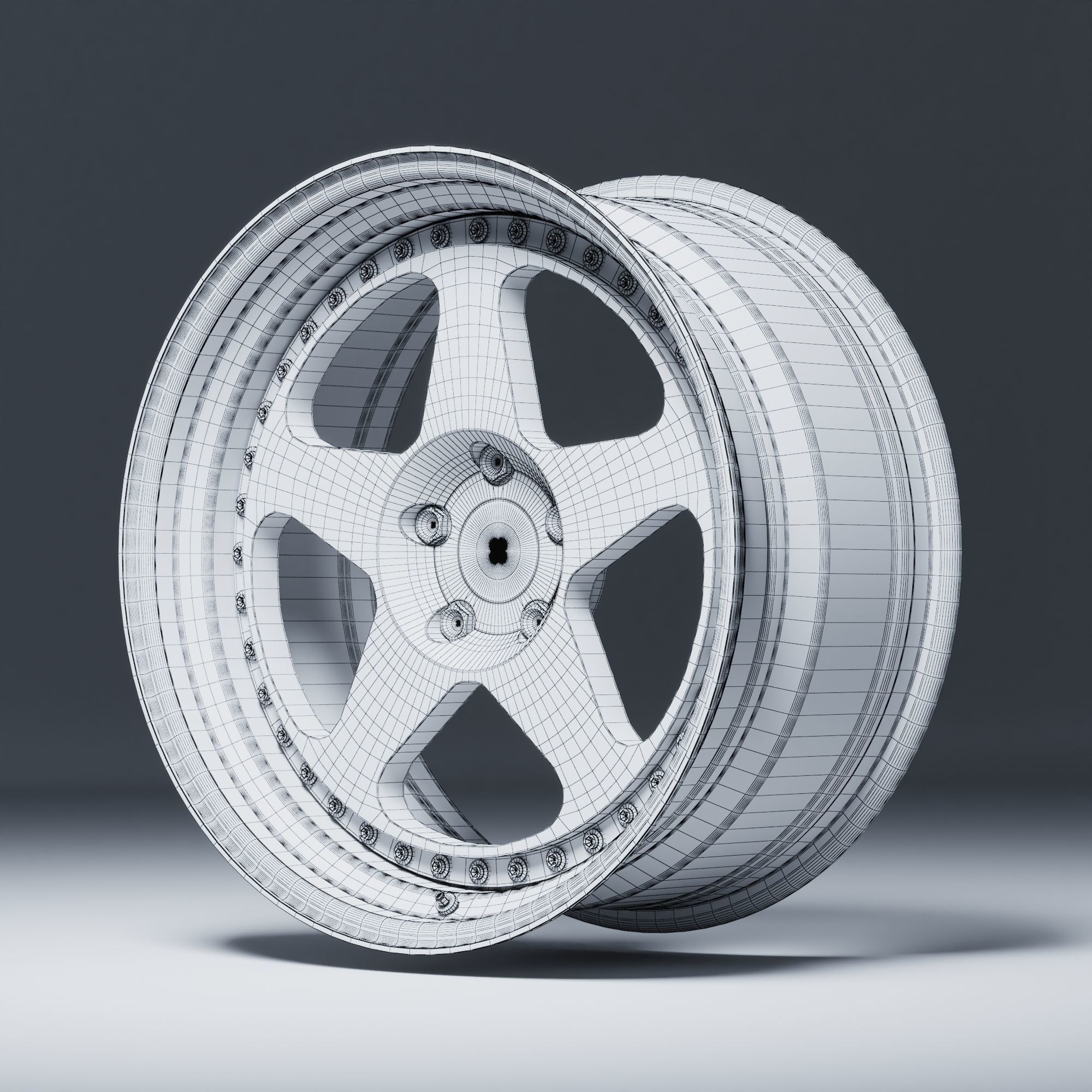 HRE 305 3 Piece Wheels Assembly Pack Low-poly 3D model_39