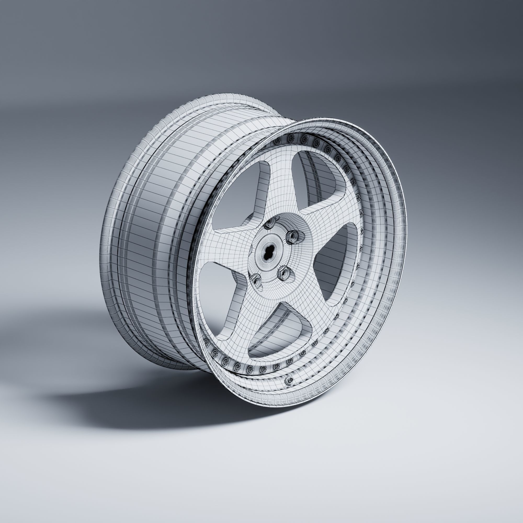 HRE 305 3 Piece Wheels Assembly Pack Low-poly 3D model_35