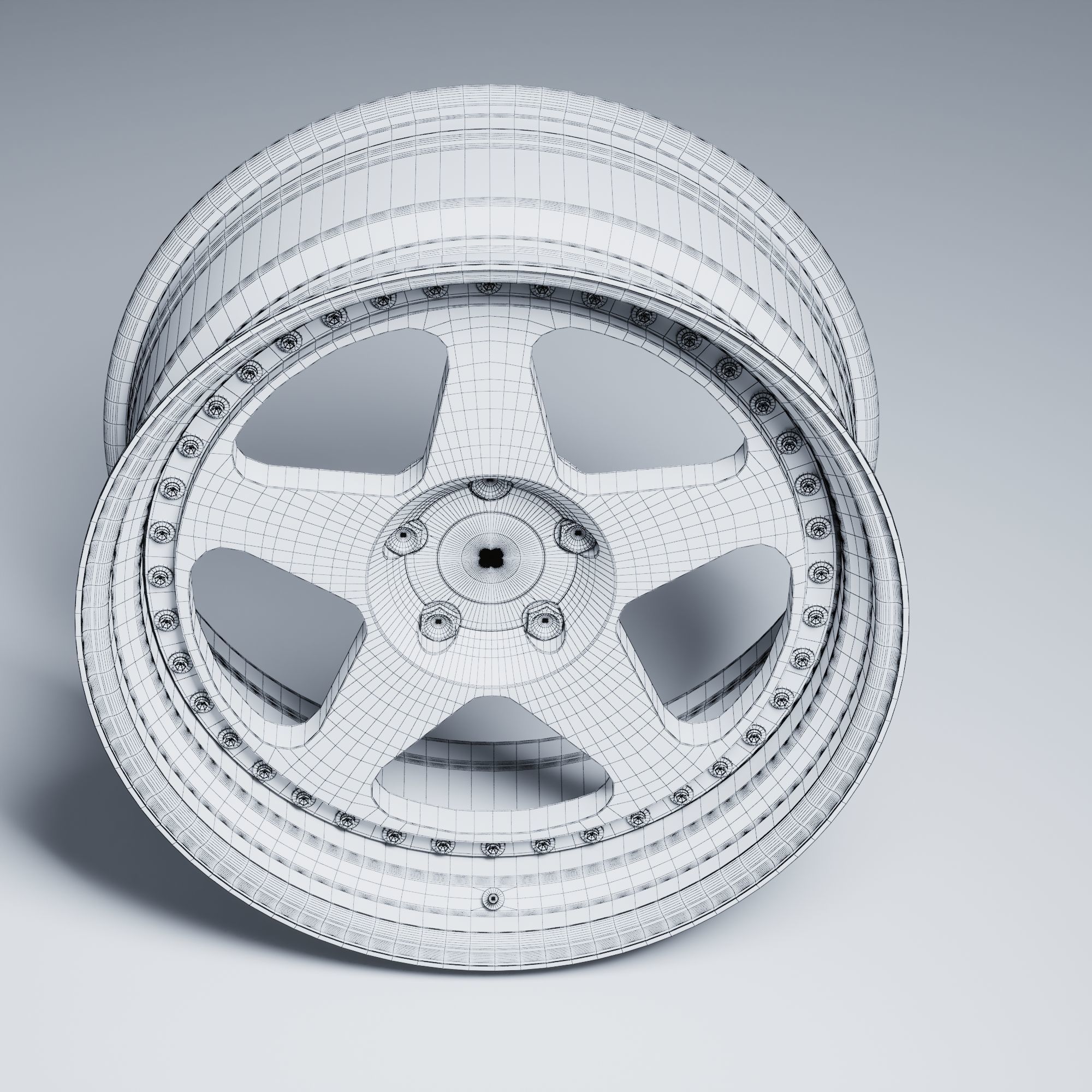 HRE 305 3 Piece Wheels Assembly Pack Low-poly 3D model_40