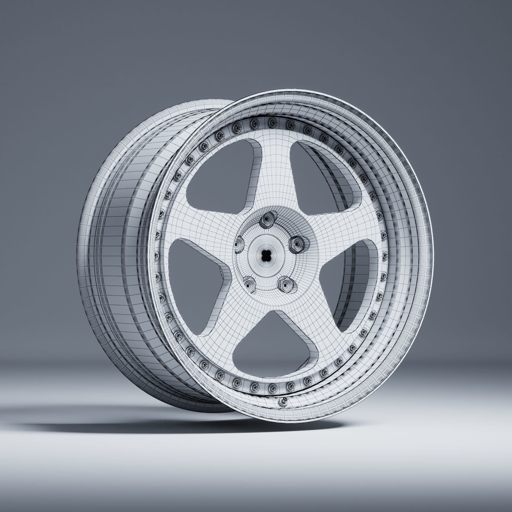 HRE 305 3 Piece Wheels Assembly Pack Low-poly 3D model_24