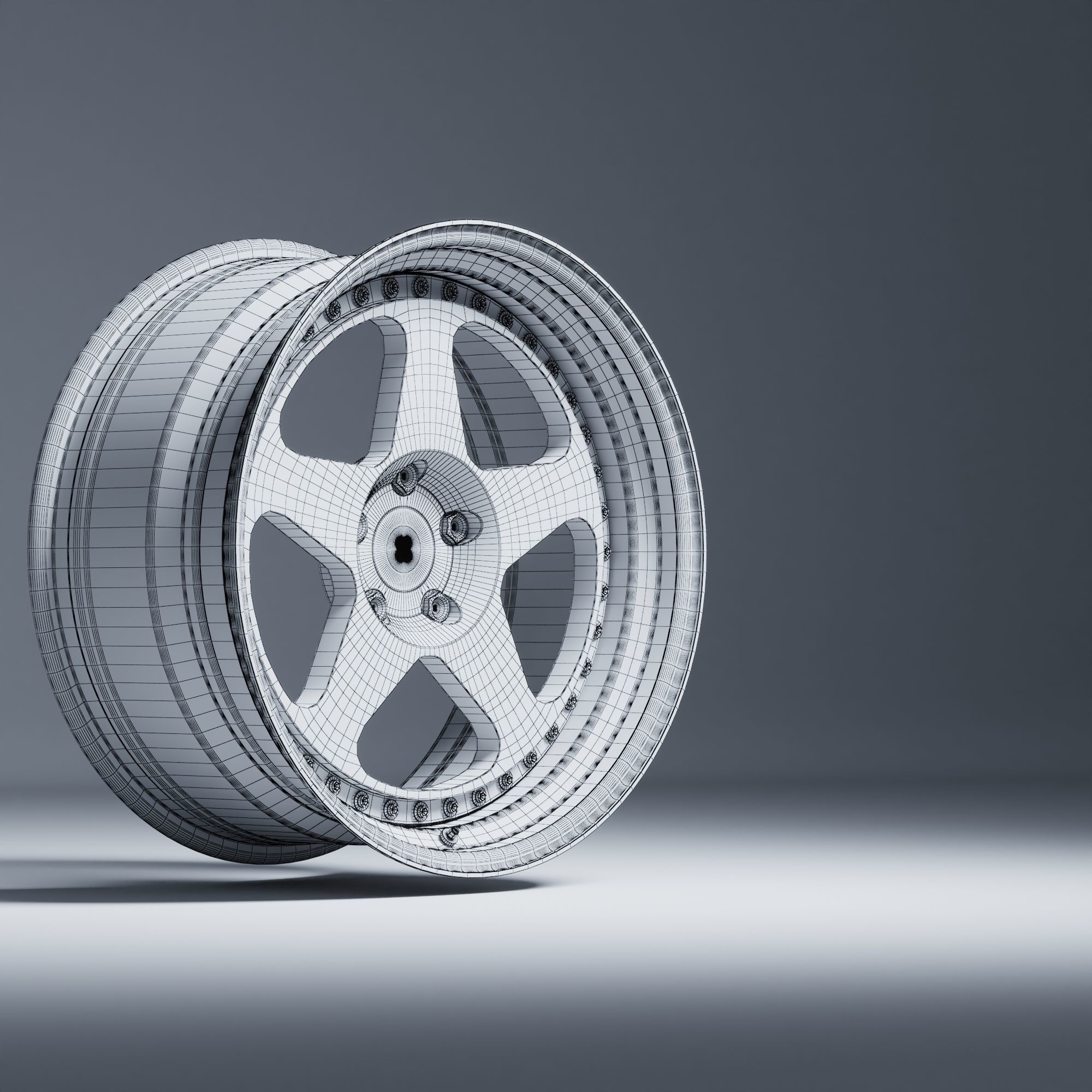 HRE 305 3 Piece Wheels Assembly Pack Low-poly 3D model_38