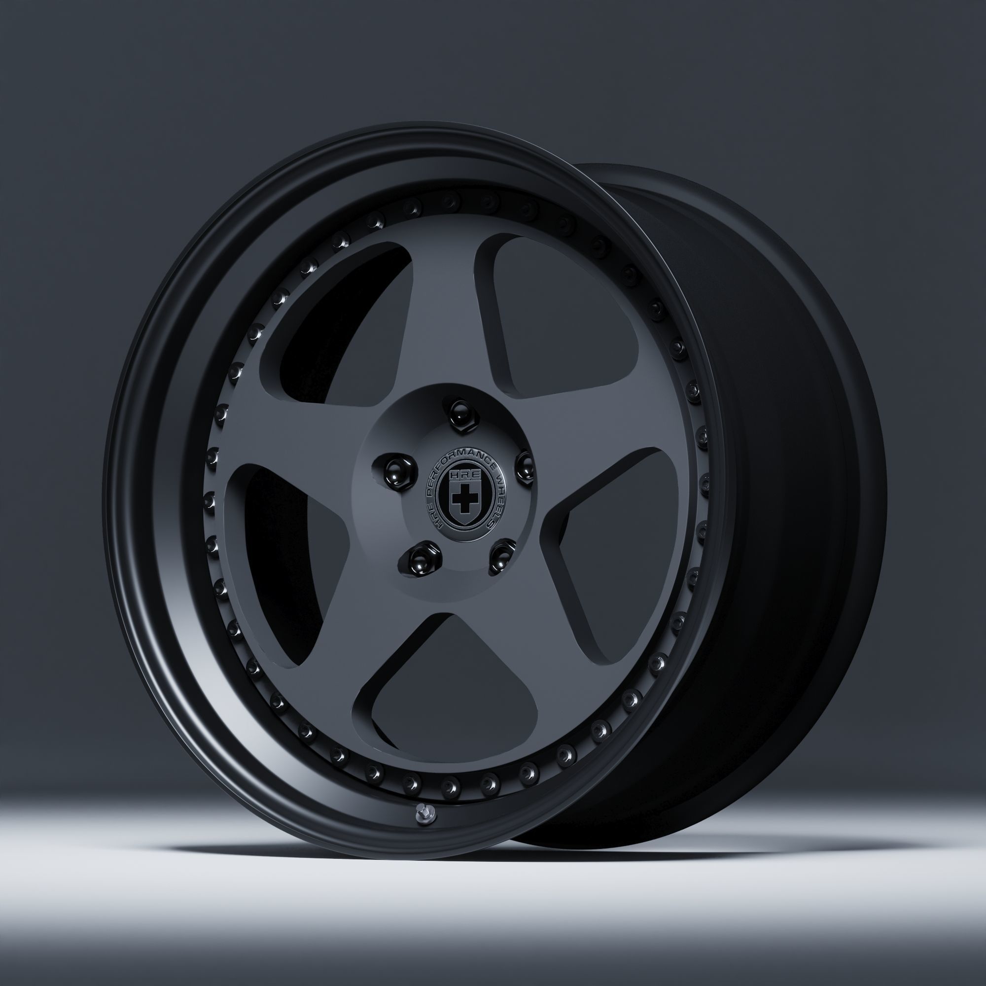 HRE 305 3 Piece Wheels Assembly Pack Low-poly 3D model_13