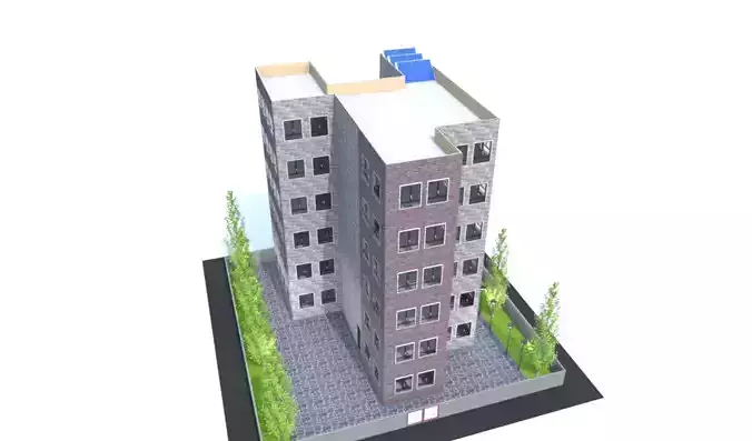 Beautiful residence building code 111 Low-poly 3D model