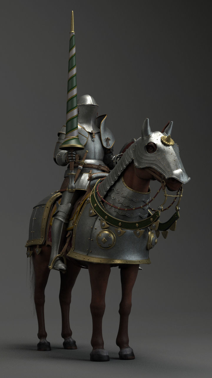 Knight with horse 3D model_1