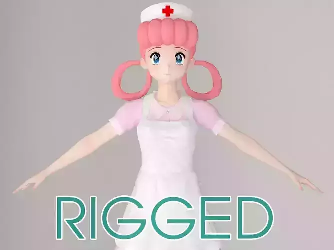 T pose rigged model of Joy anime girl 3D model
