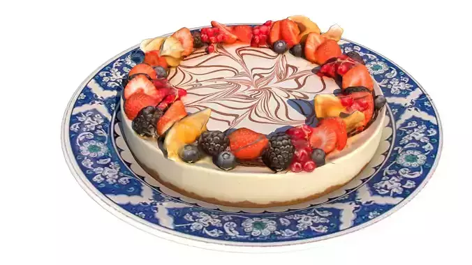 CAKE 3D MODEL cheesecake decorated with fruit