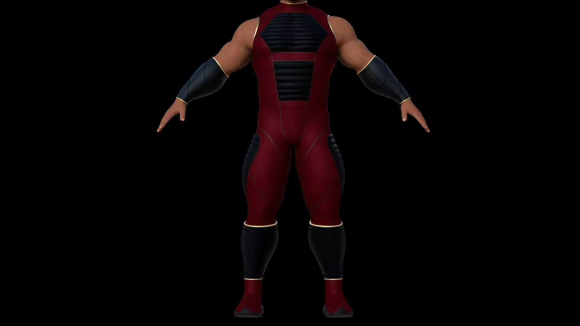 Armored spandex suit with bracers and shin guards Low-poly 3D model