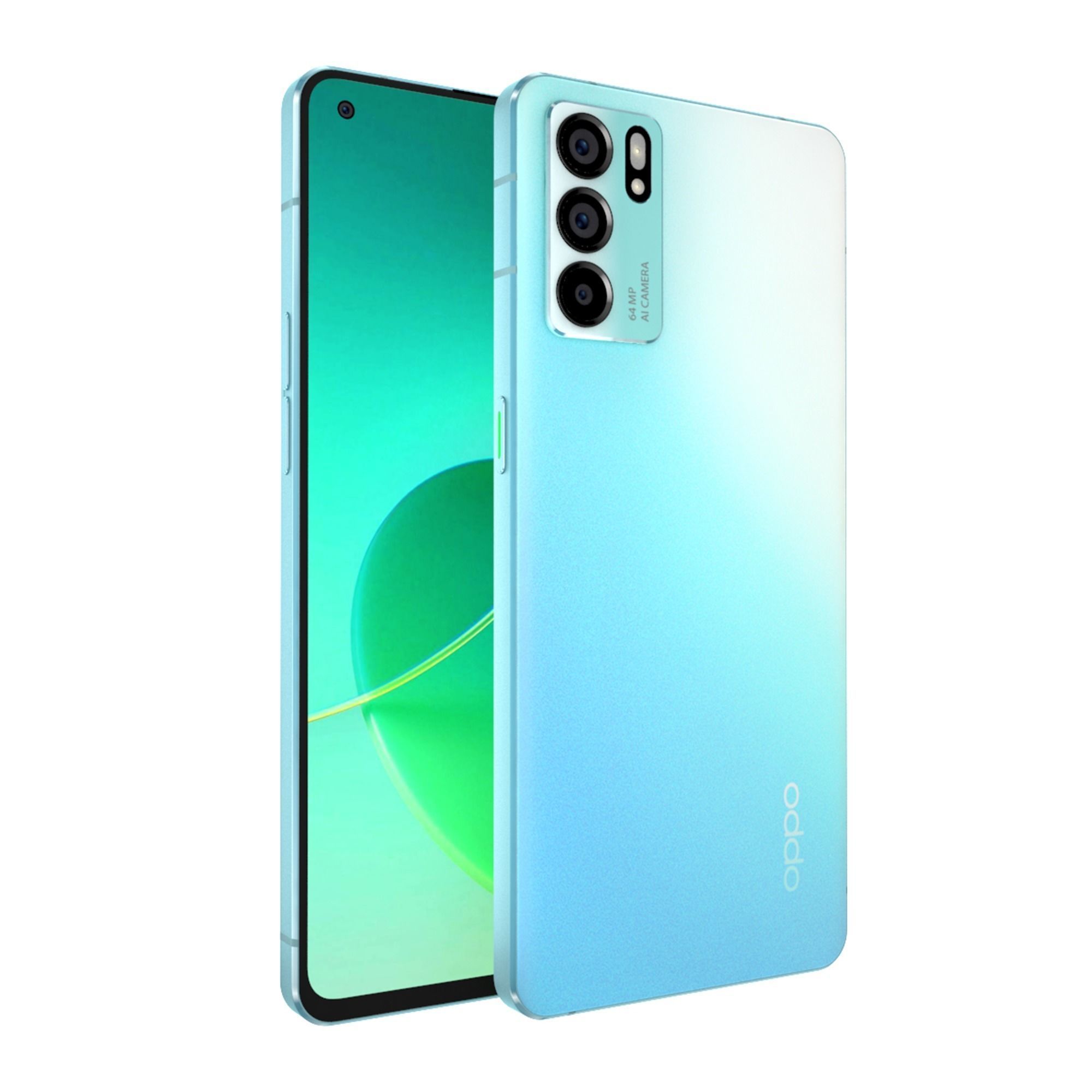 Oppo Reno6 5G Black and Blue Colors 3D model_1