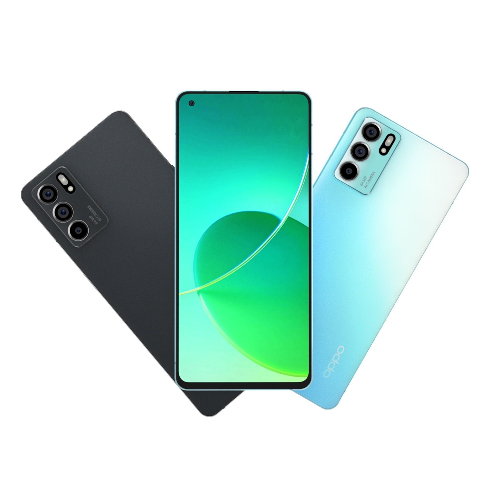 Oppo Reno6 5G Black and Blue Colors 3D model_6