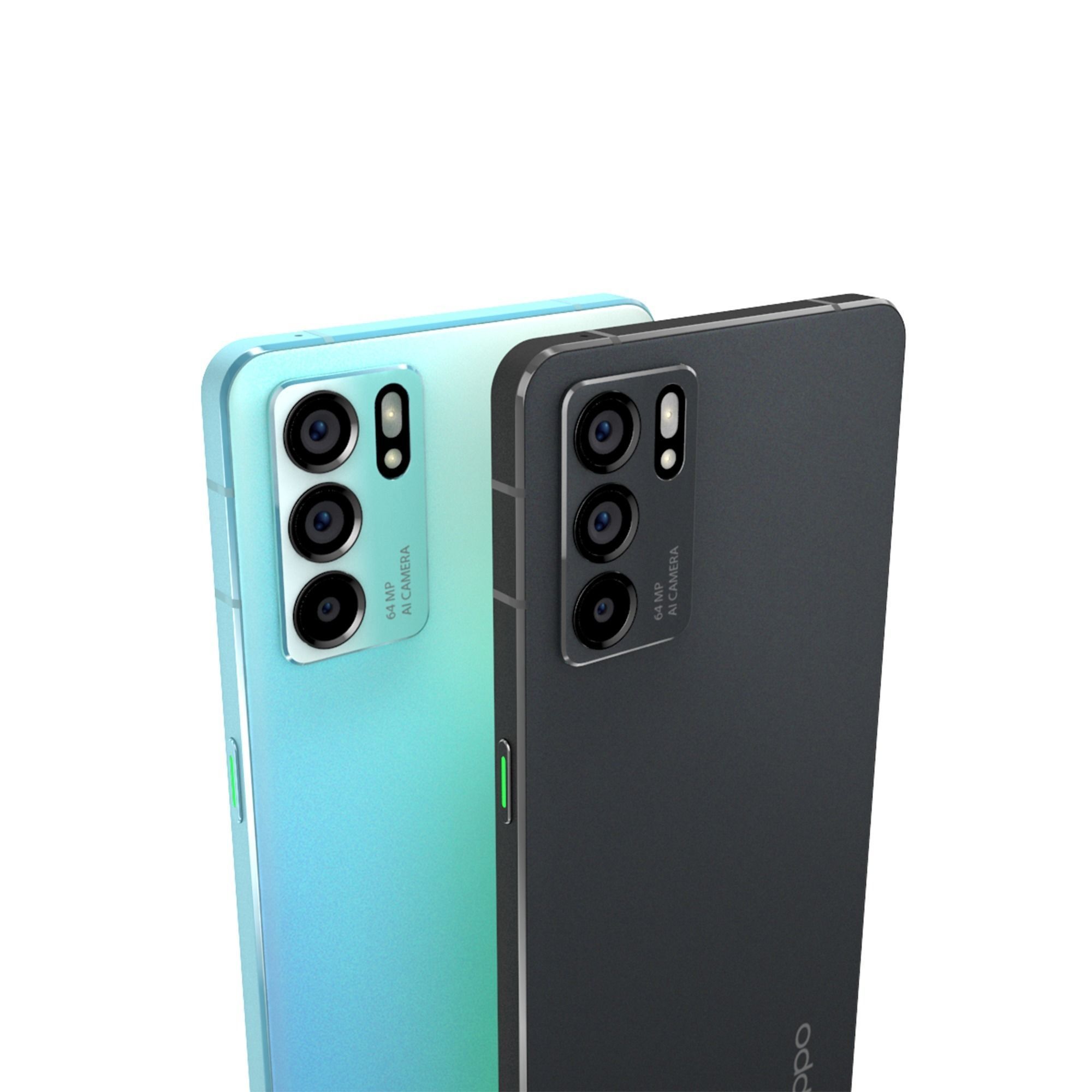 Oppo Reno6 5G Black and Blue Colors 3D model_4