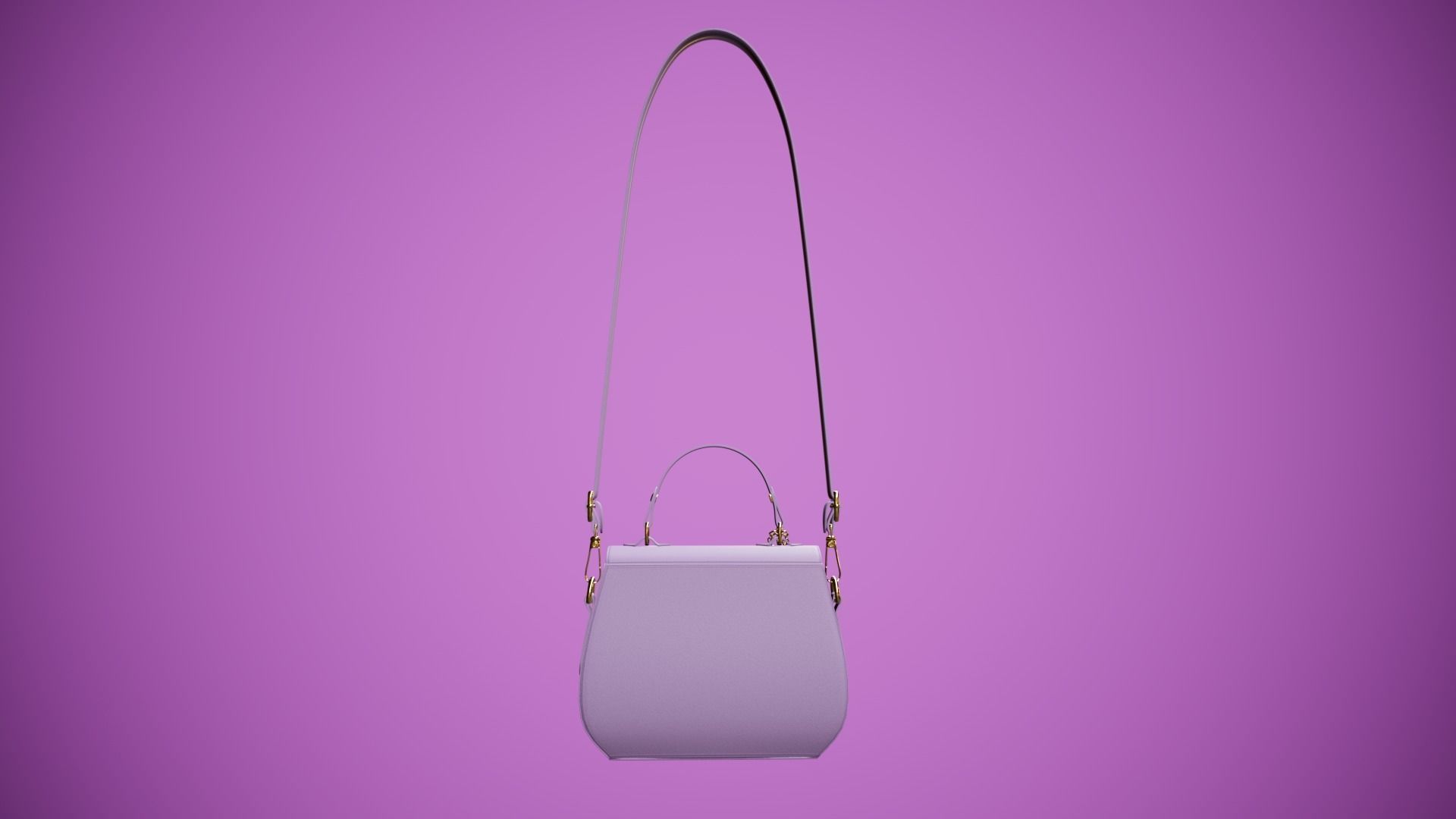 Flower purple handbag with flower embroidery Low-poly 3D model_6