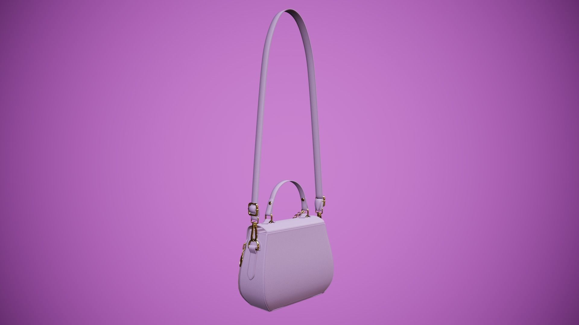 Flower purple handbag with flower embroidery Low-poly 3D model_7
