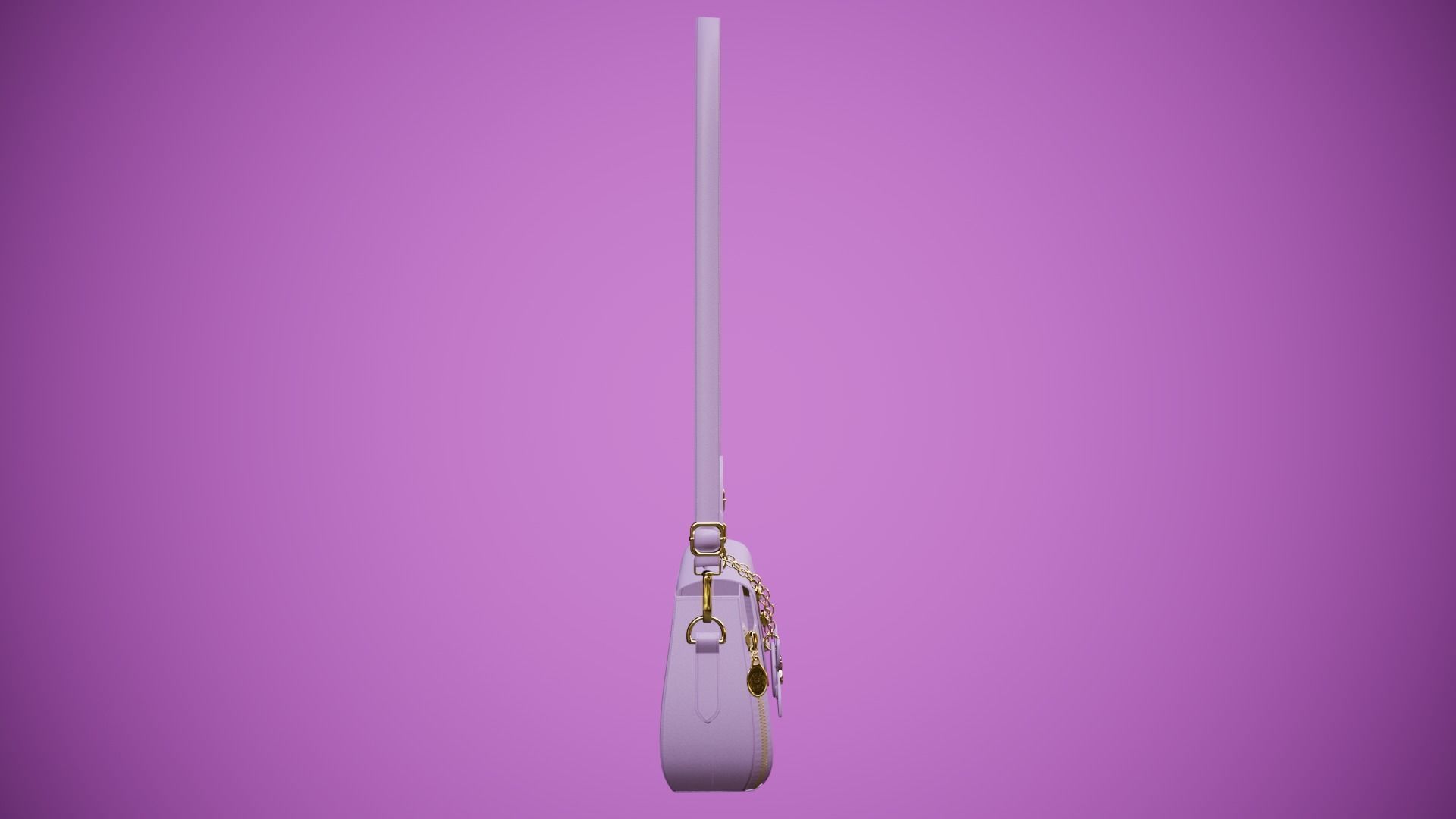 Flower purple handbag with flower embroidery Low-poly 3D model_4