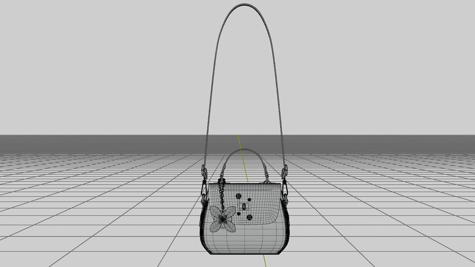 Flower purple handbag with flower embroidery Low-poly 3D model_15