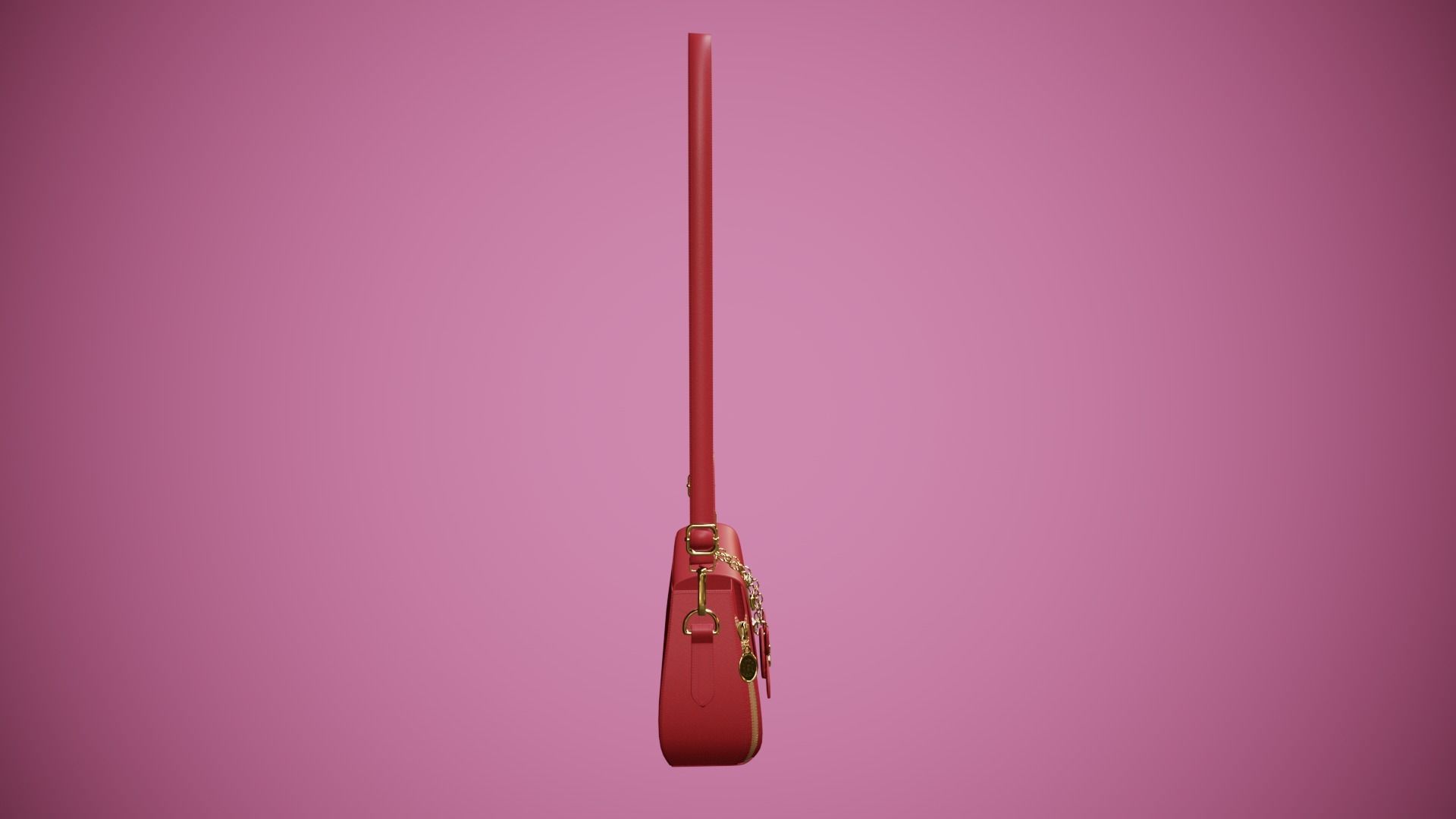 Flower red handbag with flower embroidery  Low-poly 3D model_3