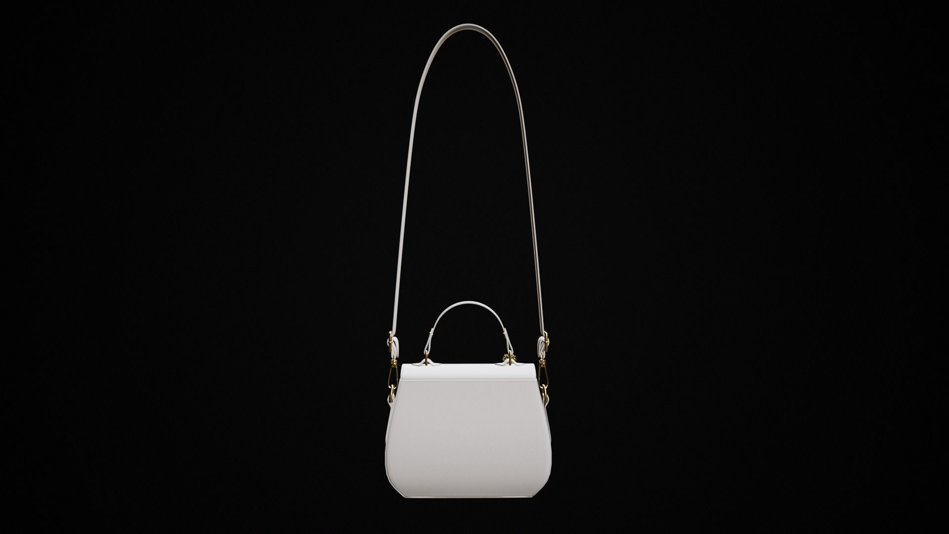Flower white handbag with flower embroidery  Low-poly 3D model_5