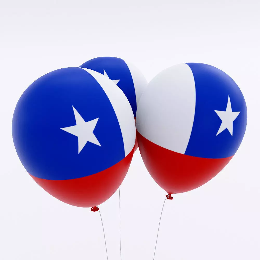 Chile country balloon low poly 3d model Low-poly 3D model_0