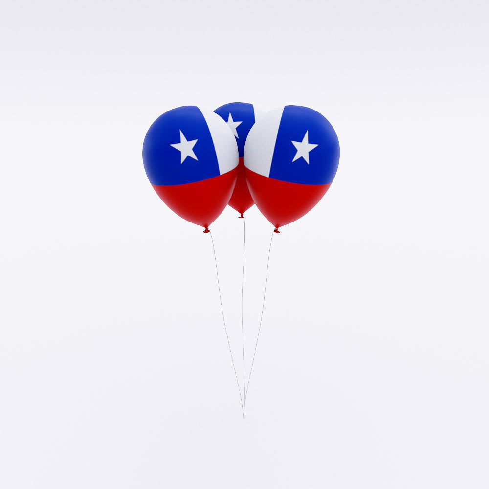 Chile country balloon low poly 3d model Low-poly 3D model_1