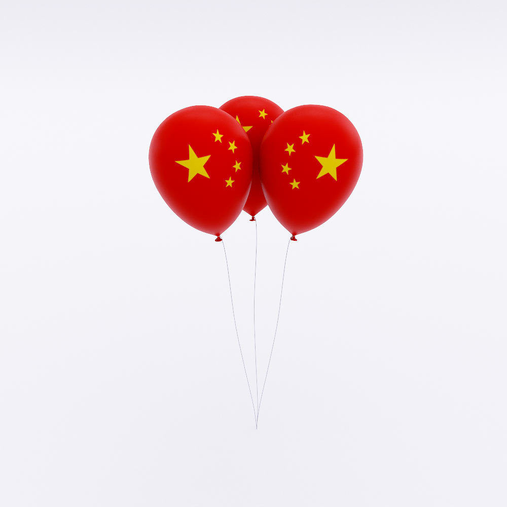 China country balloon low poly 3d model Low-poly 3D model_1
