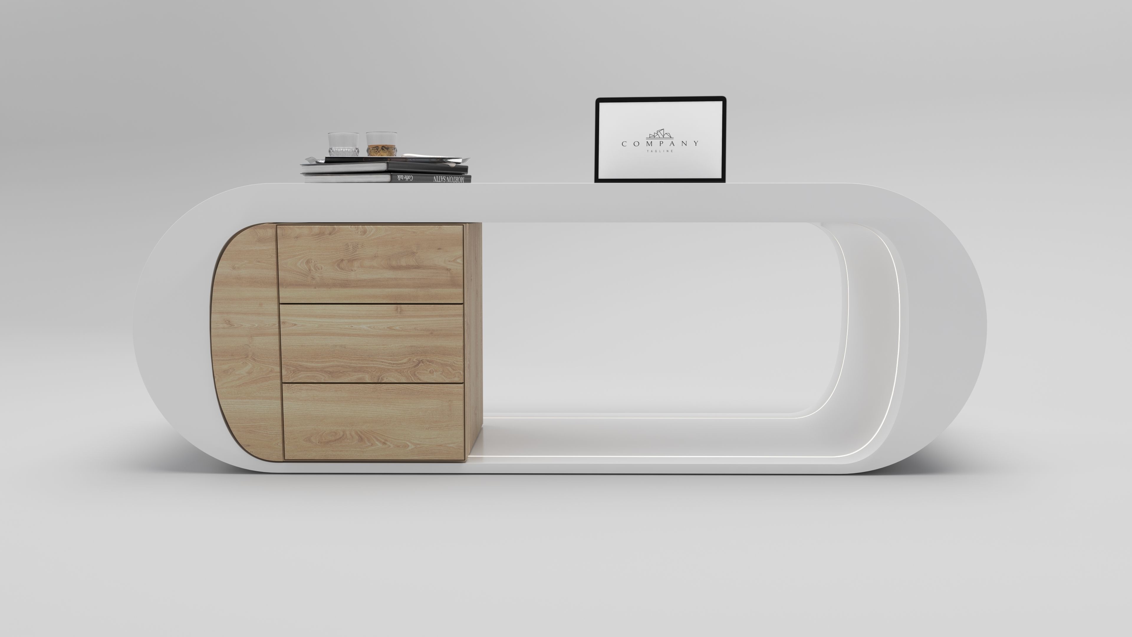 Office Desk Design  3D model_1