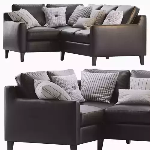 Beverly Upholstered 3-Piece Sectional Black 3D model