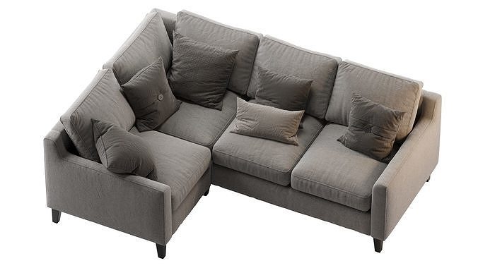 Beverly Upholstered 3-Piece Sectional Gray 3D model 6