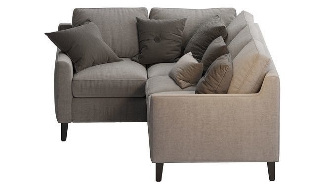 Beverly Upholstered 3-Piece Sectional Gray 3D model 7