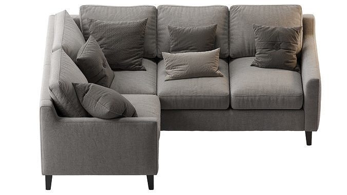 Beverly Upholstered 3-Piece Sectional Gray 3D model 5