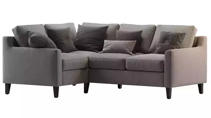 Beverly Upholstered 3-Piece Sectional Gray 3D model