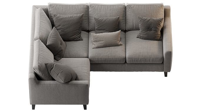 Beverly Upholstered 3-Piece Sectional Gray 3D model 3