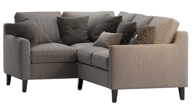 Beverly Upholstered 3-Piece Sectional Gray 3D model 4