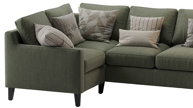 Beverly Upholstered 3-Piece Sectional Green 3D model 5