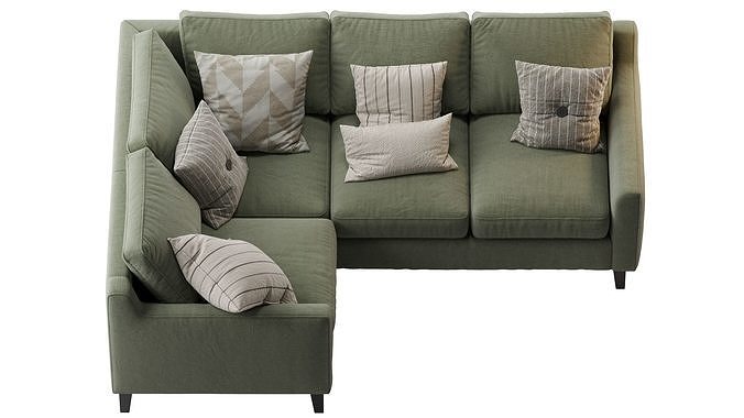Beverly Upholstered 3-Piece Sectional Green 3D model 6