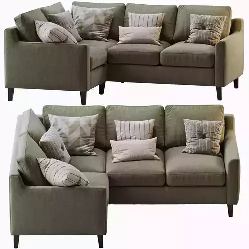Beverly Upholstered 3-Piece Sectional Green 3D model