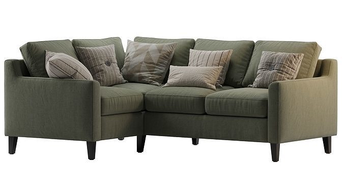 Beverly Upholstered 3-Piece Sectional Green 3D model 2