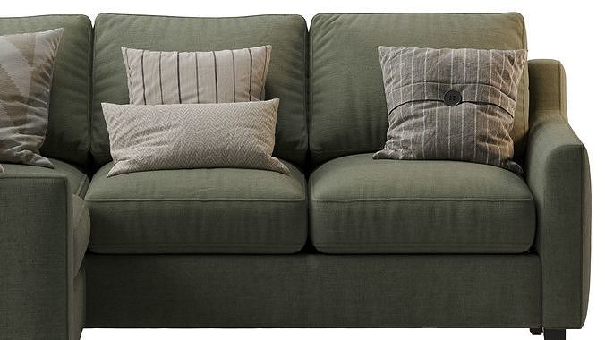 Beverly Upholstered 3-Piece Sectional Green 3D model 7