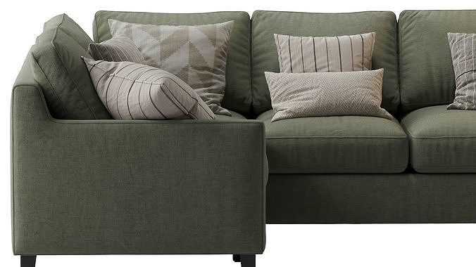 Beverly Upholstered 3-Piece Sectional Green 3D model 4