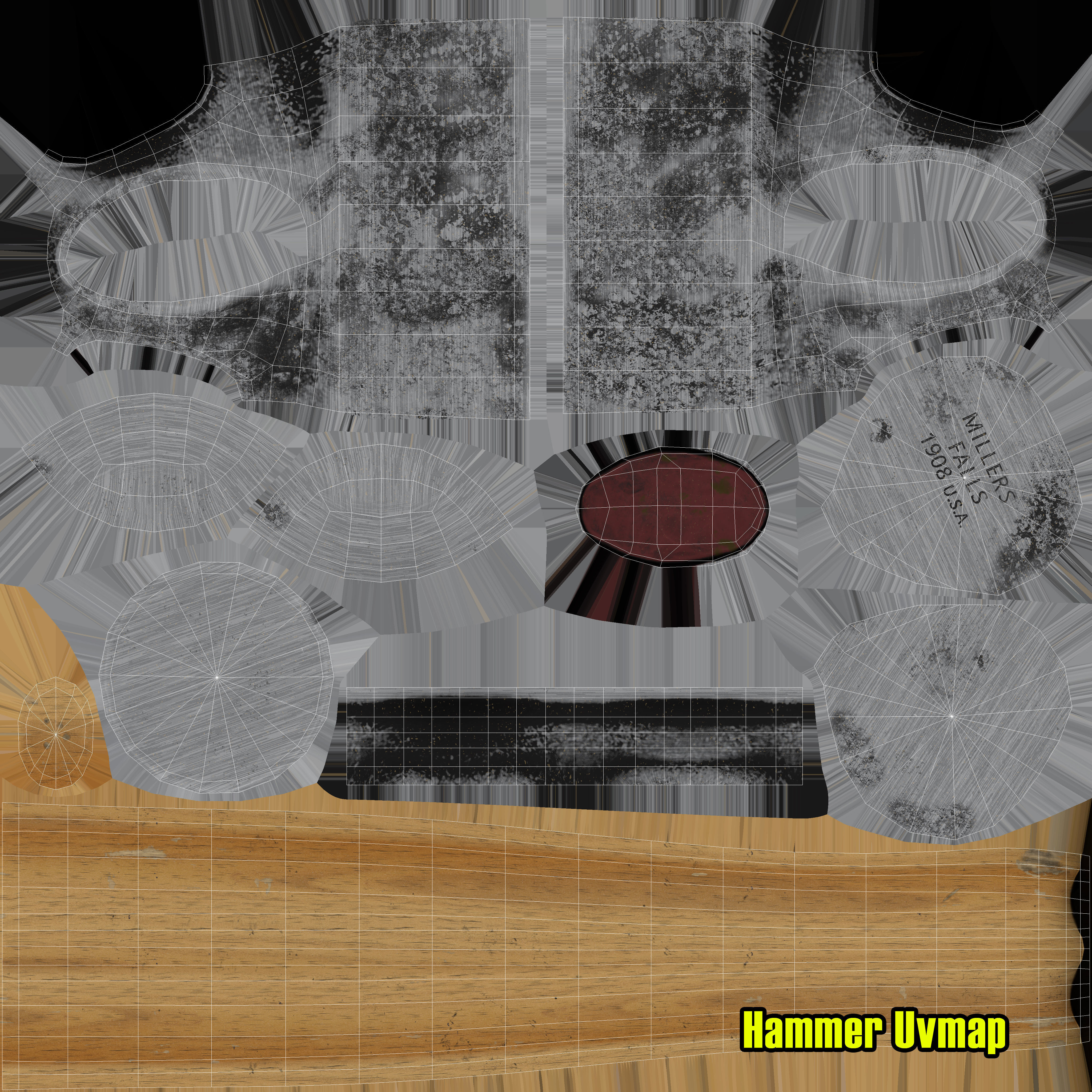 Ball Peen Hammer Low-poly 3D model_8