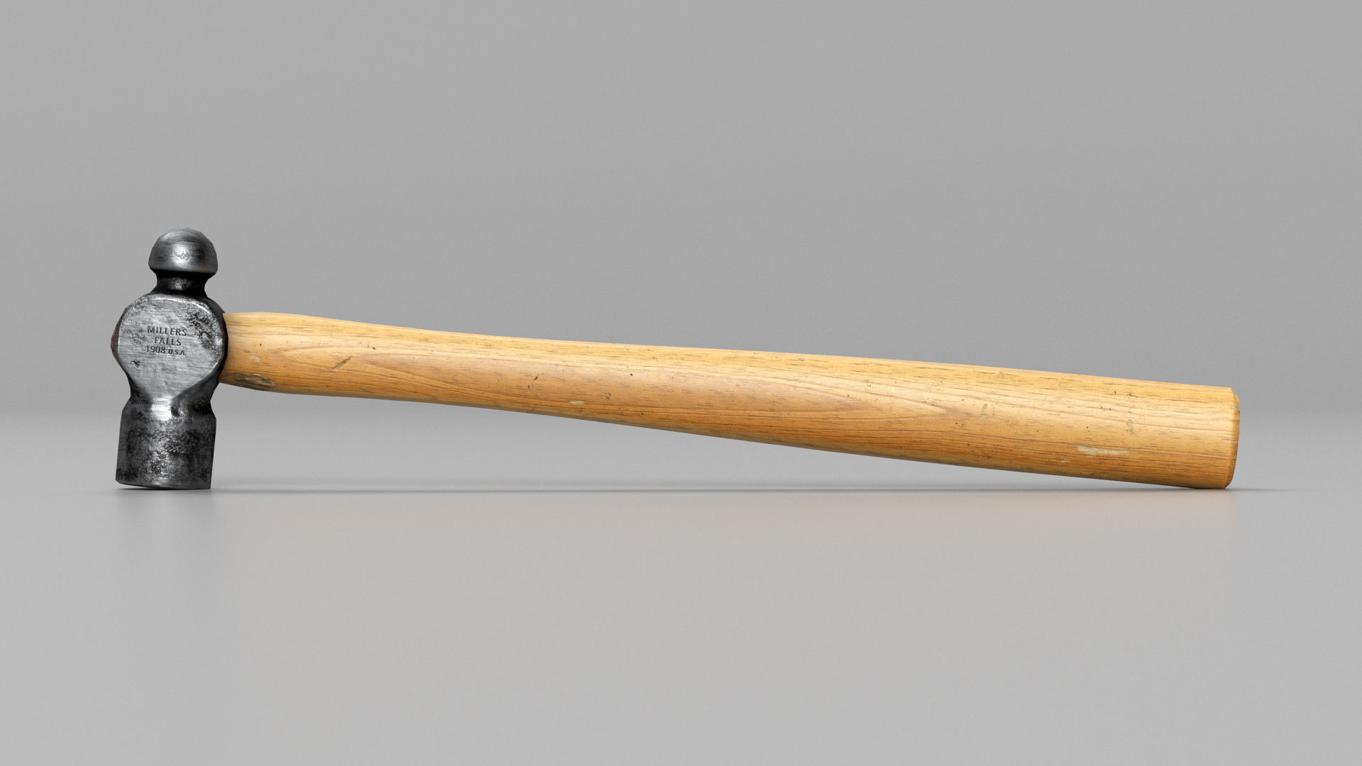 Ball Peen Hammer Low-poly 3D model_1