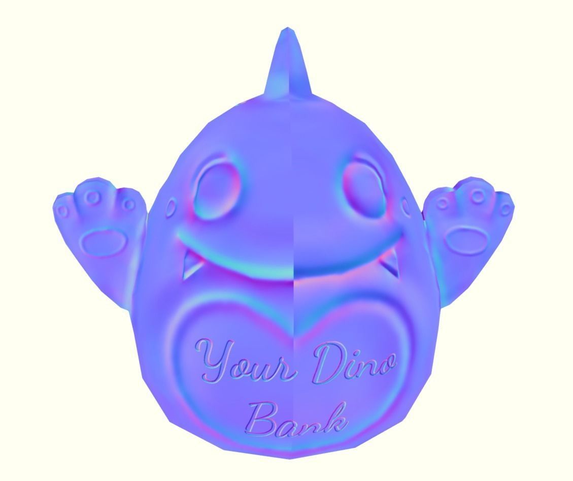 Dinosaur piggy bank LP Stylized Low-poly 3D model_7