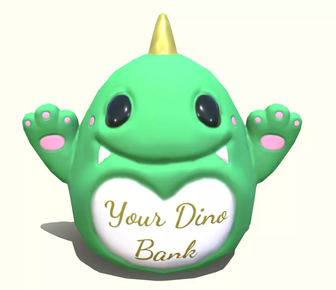 Dinosaur piggy bank LP Stylized Low-poly 3D model_0