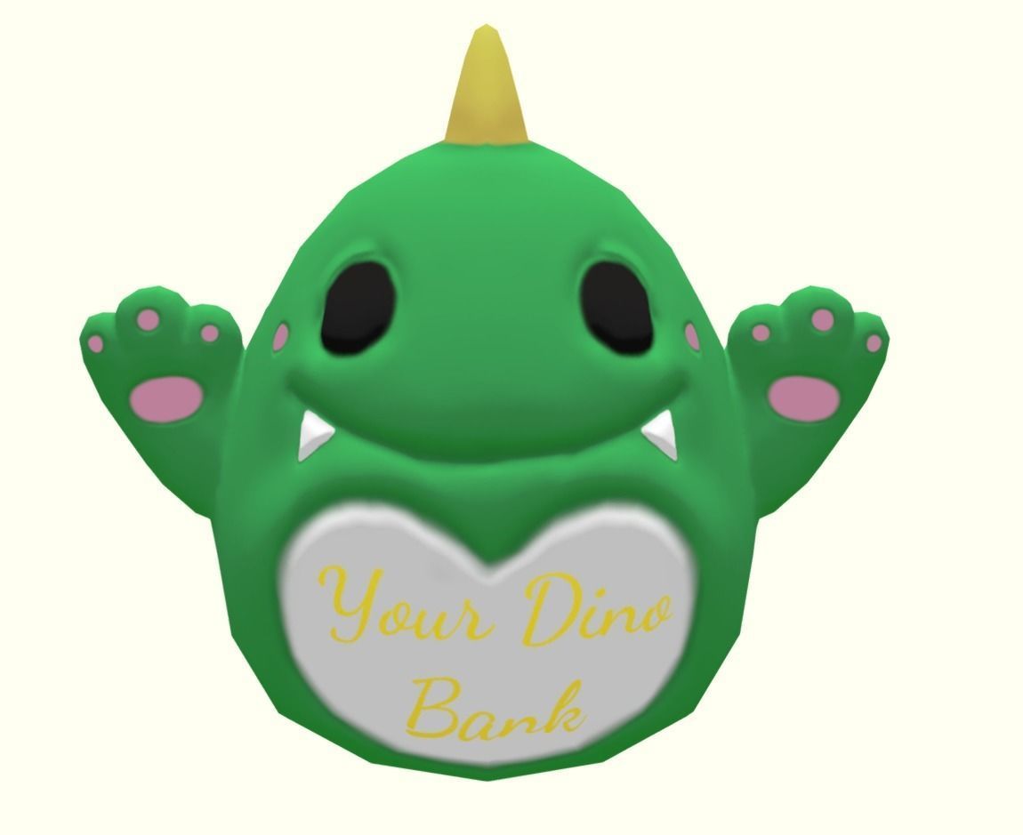 Dinosaur piggy bank LP Stylized Low-poly 3D model_1