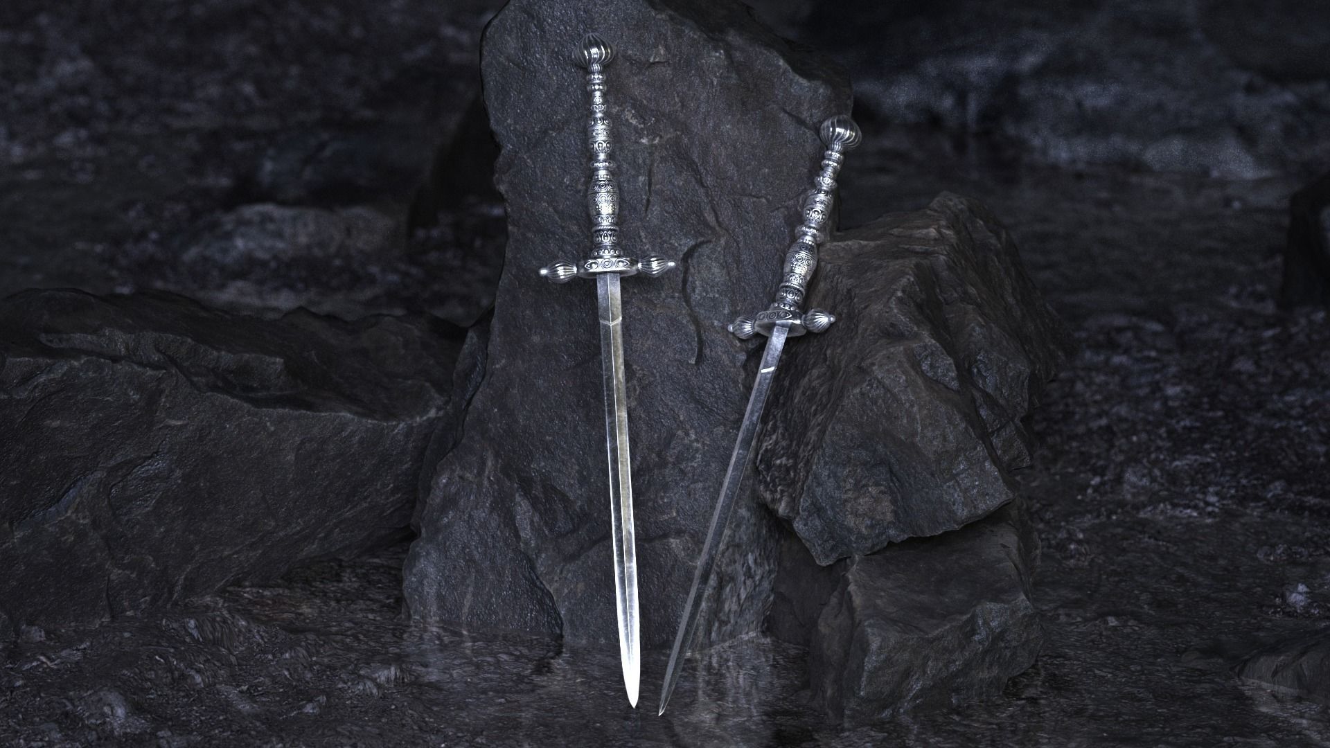 Ancient Dagger Low-poly 3D model_6