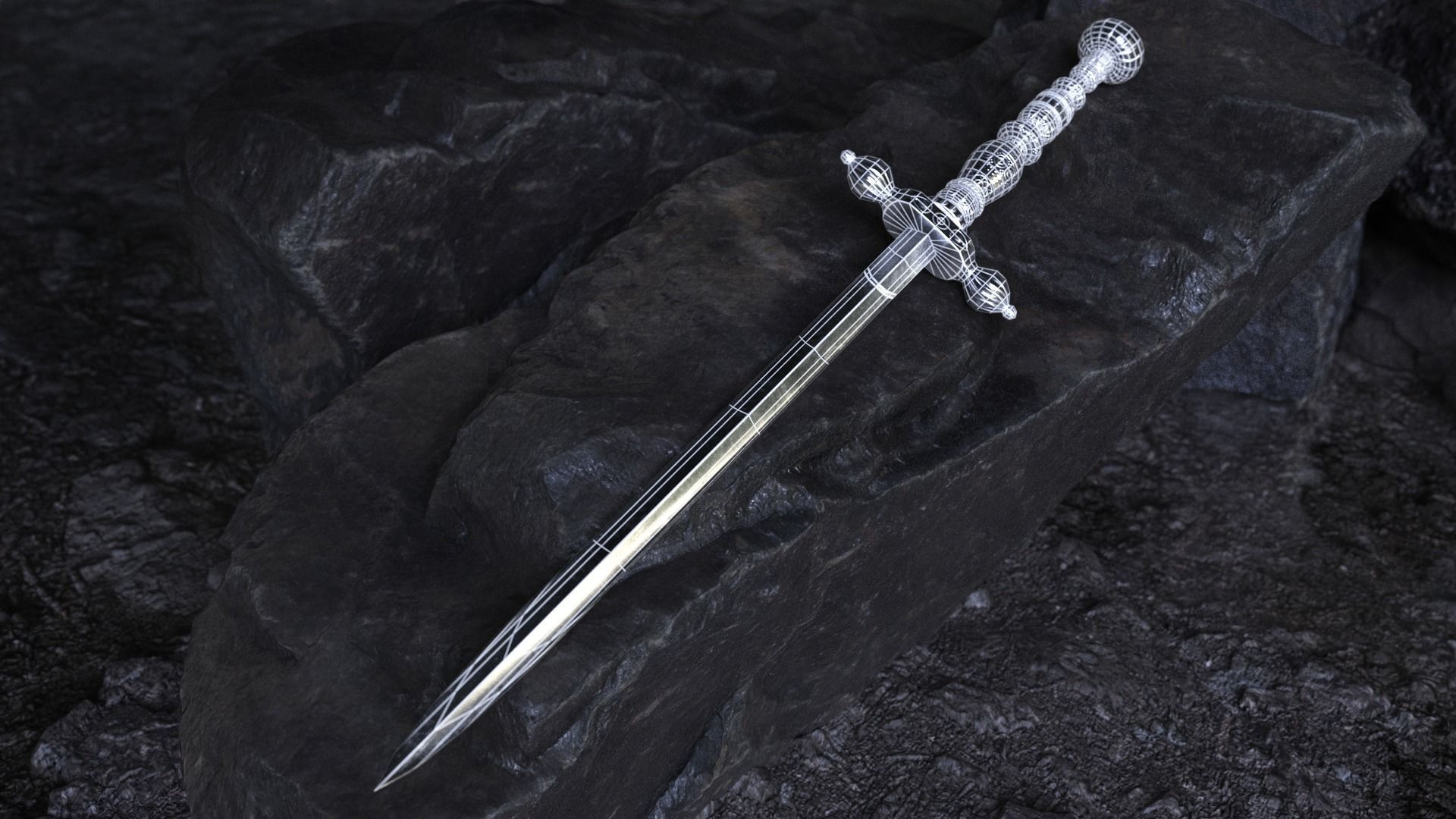 Ancient Dagger Low-poly 3D model_5