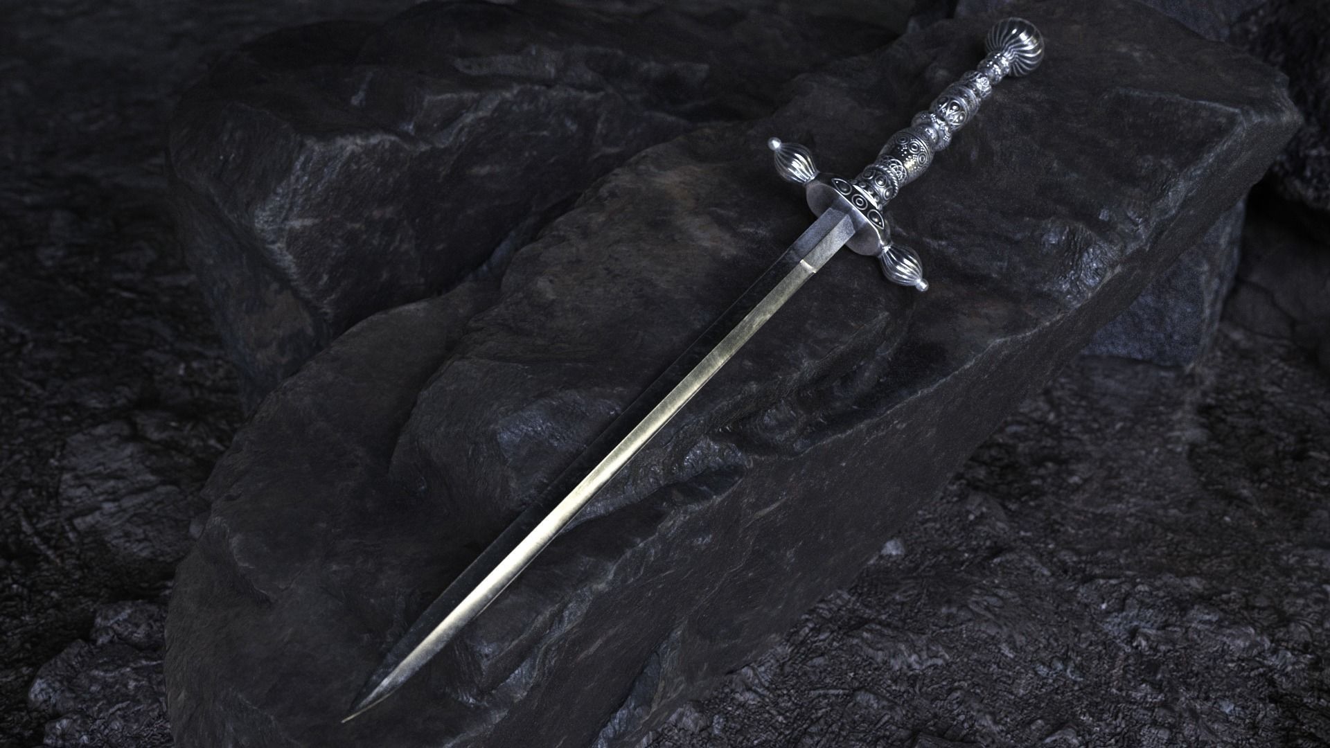 Ancient Dagger Low-poly 3D model_3