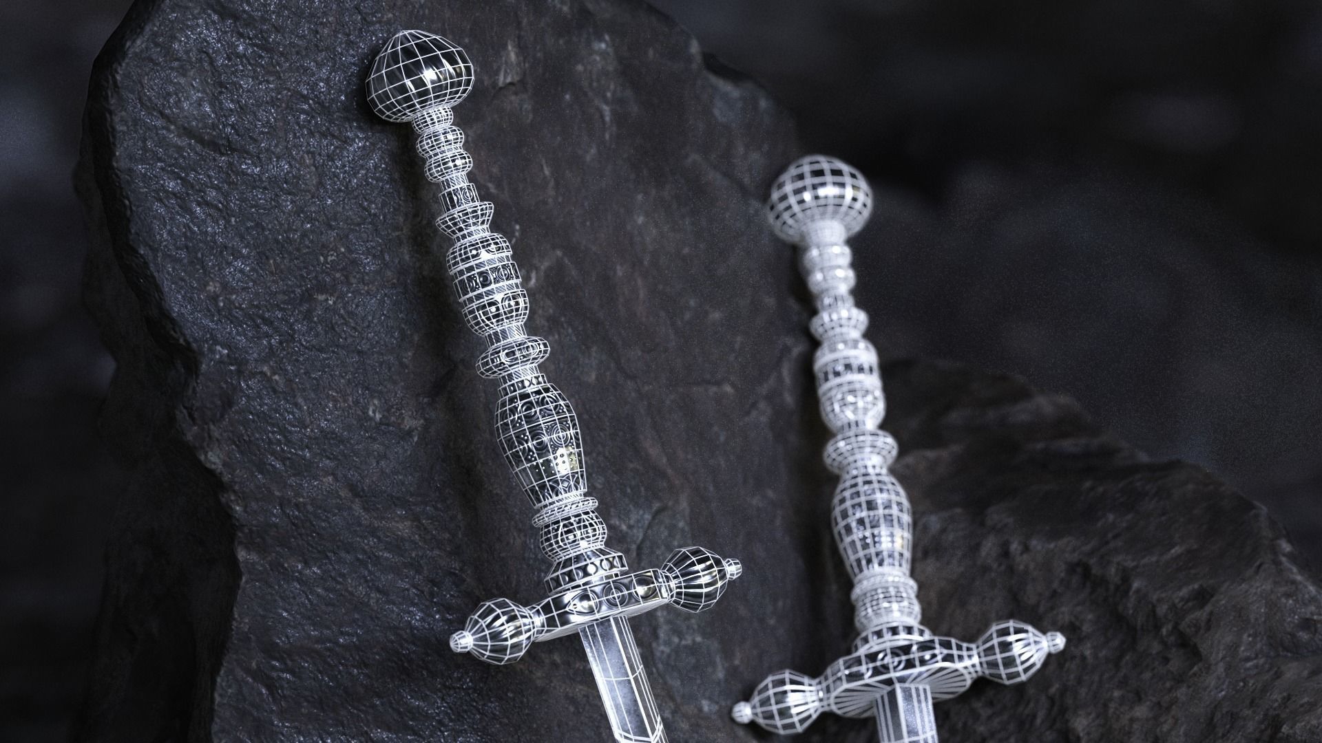 Ancient Dagger Low-poly 3D model_2