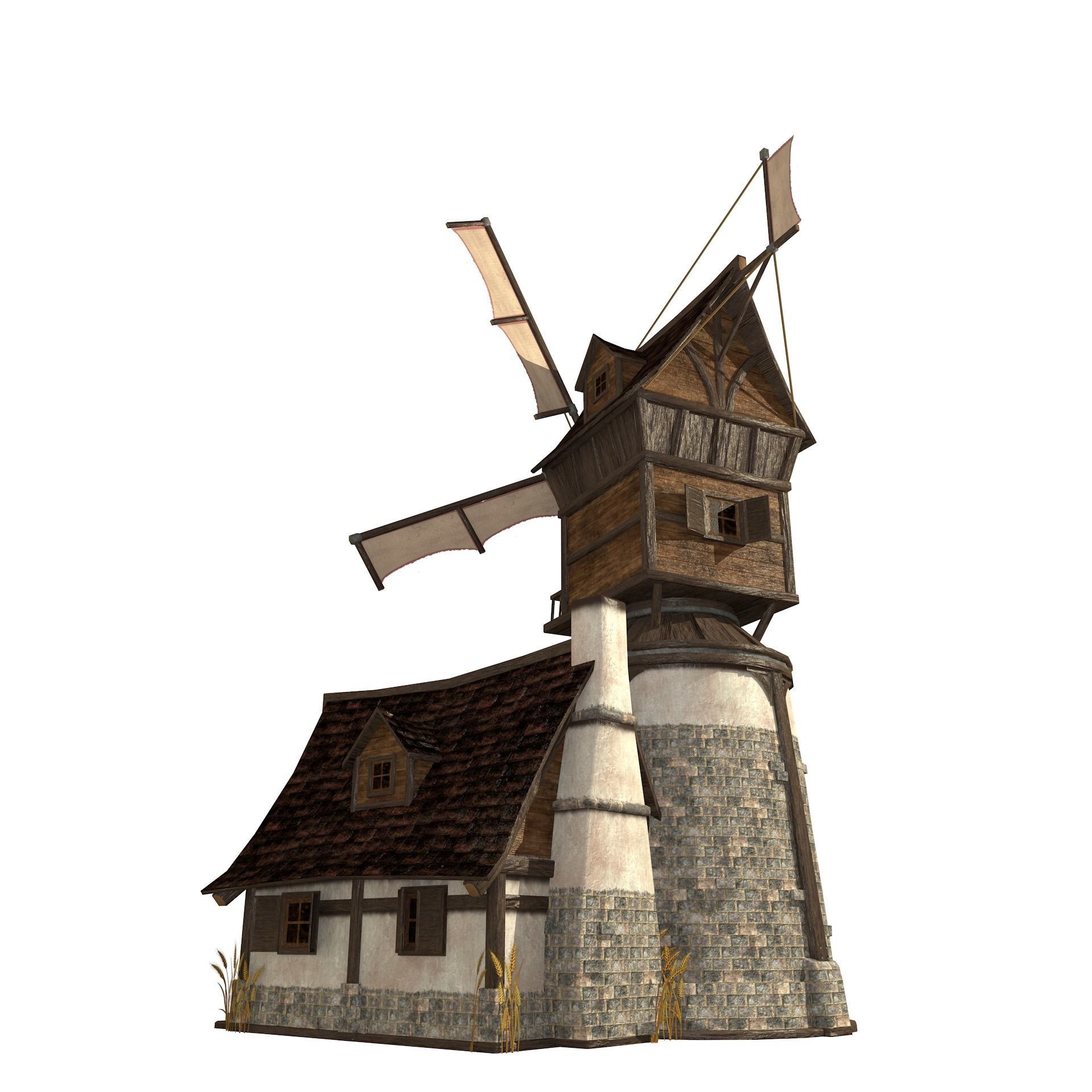 Old Windmill Low Poly Low-poly 3D model_15