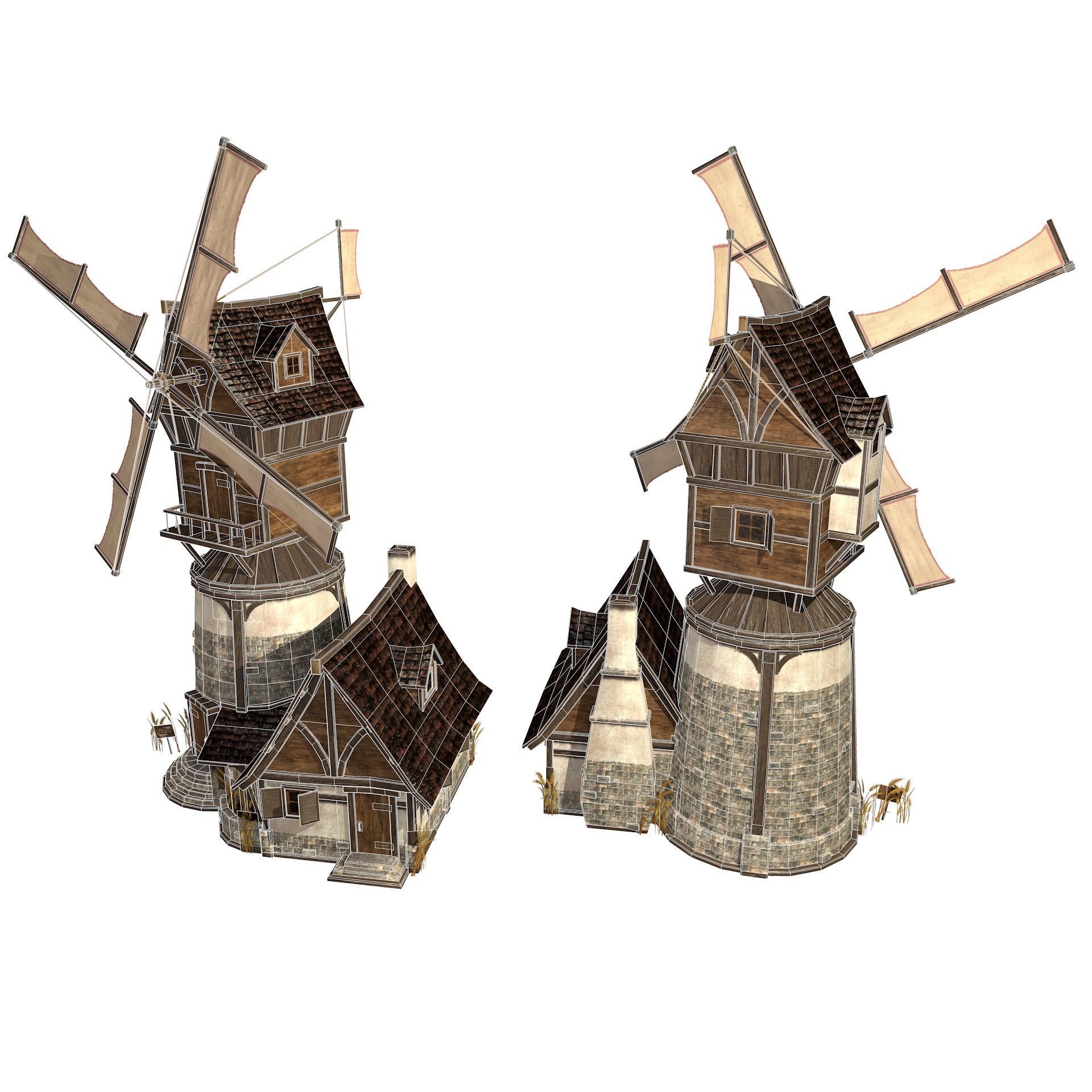 Old Windmill Low Poly Low-poly 3D model_18