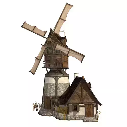 Old Windmill Low Poly Low-poly 3D model